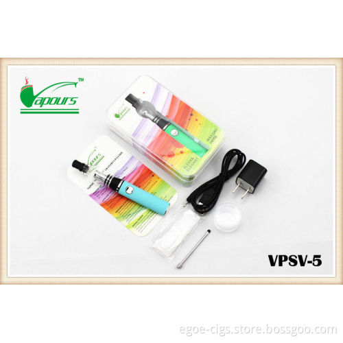 High Quality 360mah Glass Dome Wax Dry Herb Vaporizer Pen E-cigarette With V5 Atomizer